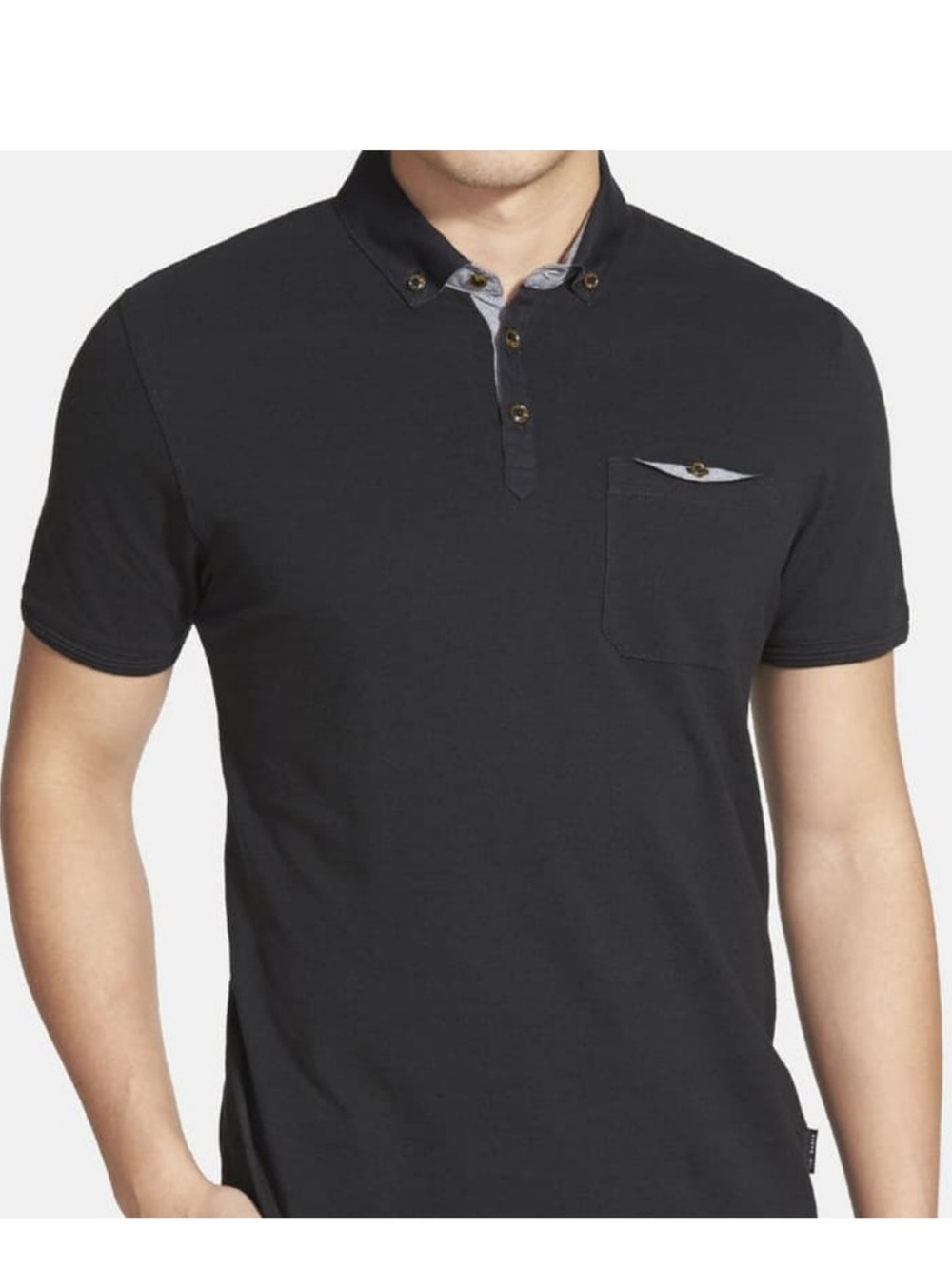 TED BAKER London Ovaskep Pique Polo Shirt Men’s Size 4 Slim Fit Black